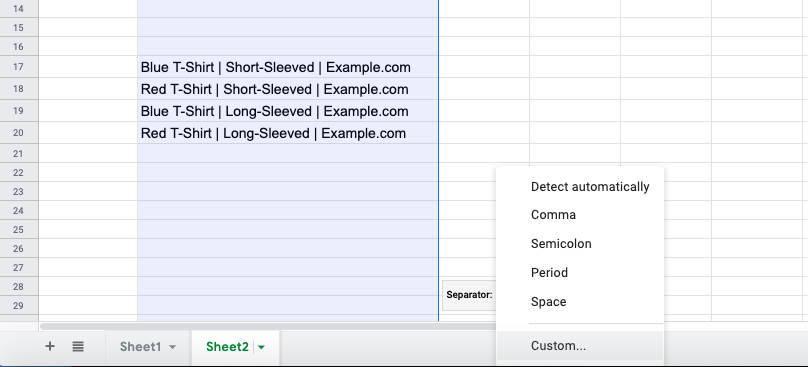 Split text to columns function in Excel