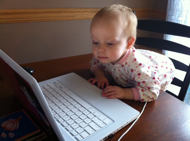 Baby using a computer