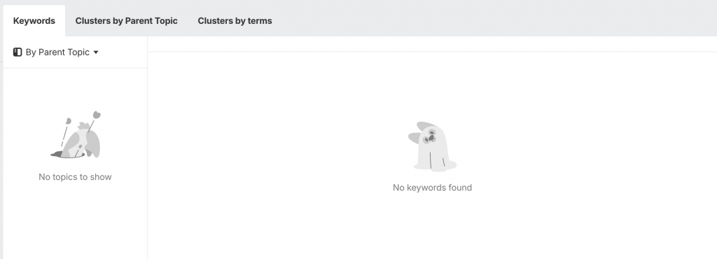 Ahrefs keyword explorer showing no keywords found